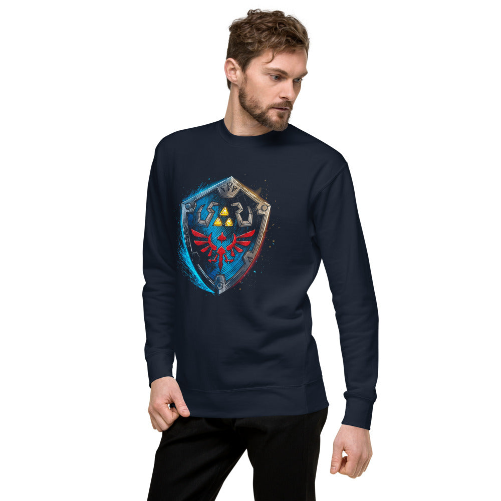 Suéter Zelda Hylian Shield Triforce Blue Brushstroke - Lateral izquierdo