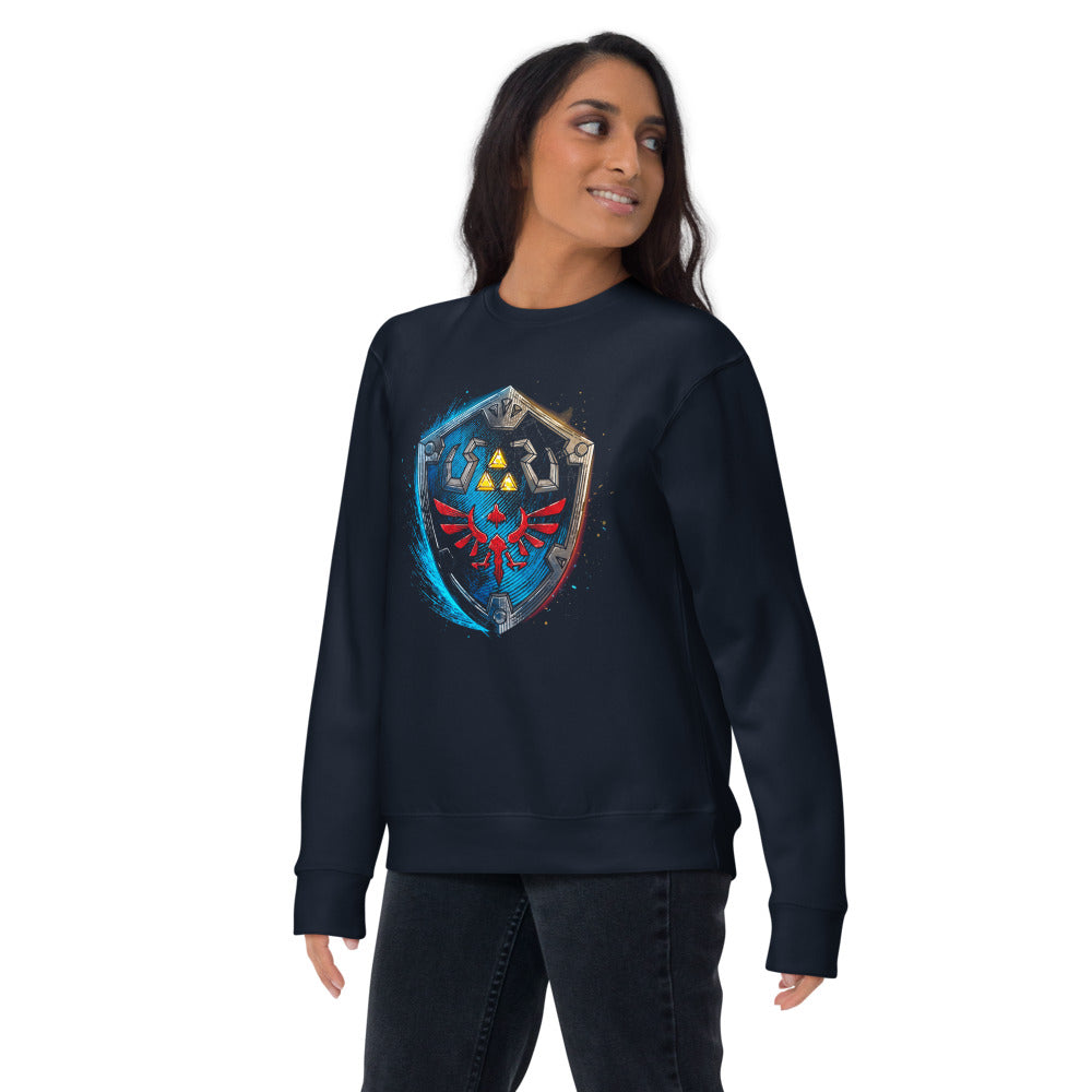 Suéter Zelda Hylian Shield Triforce Blue Brushstroke - Lifestyle mujer