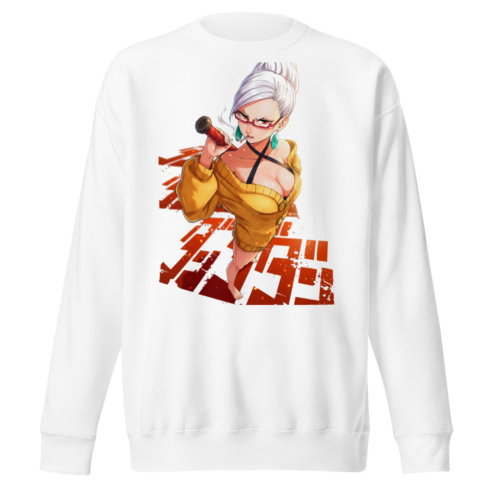 Suéter Anime Girl Yellow Sweater Red Glasses - Frente