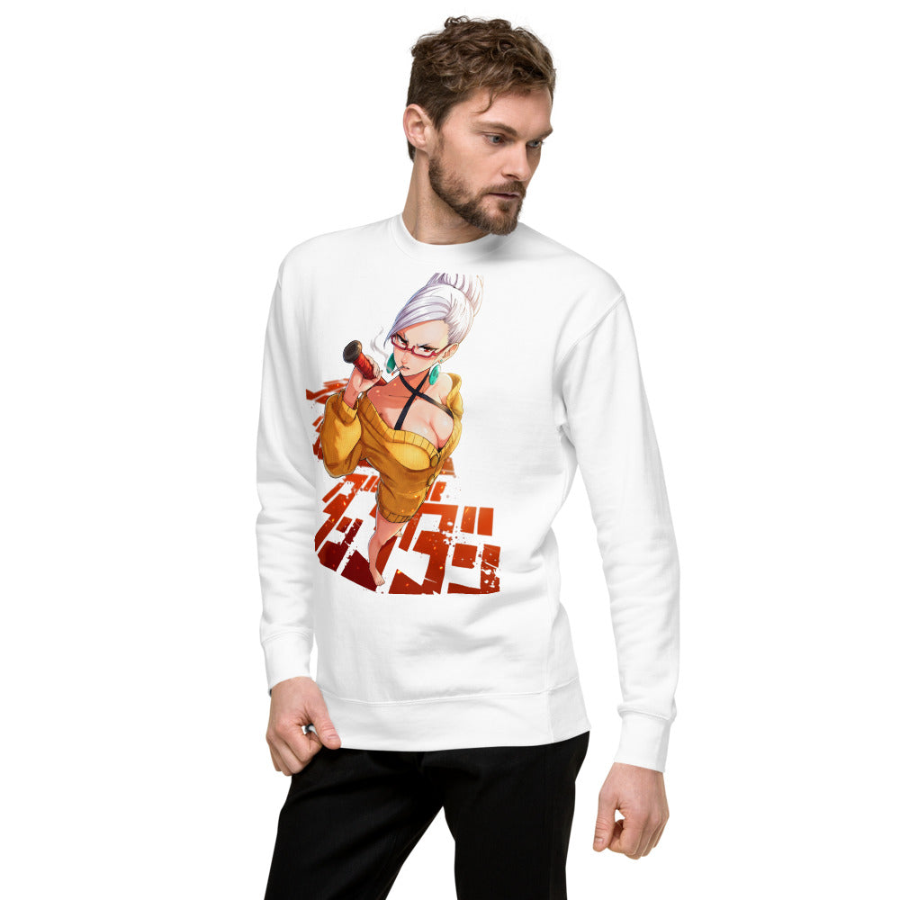 Suéter Anime Girl Yellow Sweater Red Glasses - Lateral izquierdo