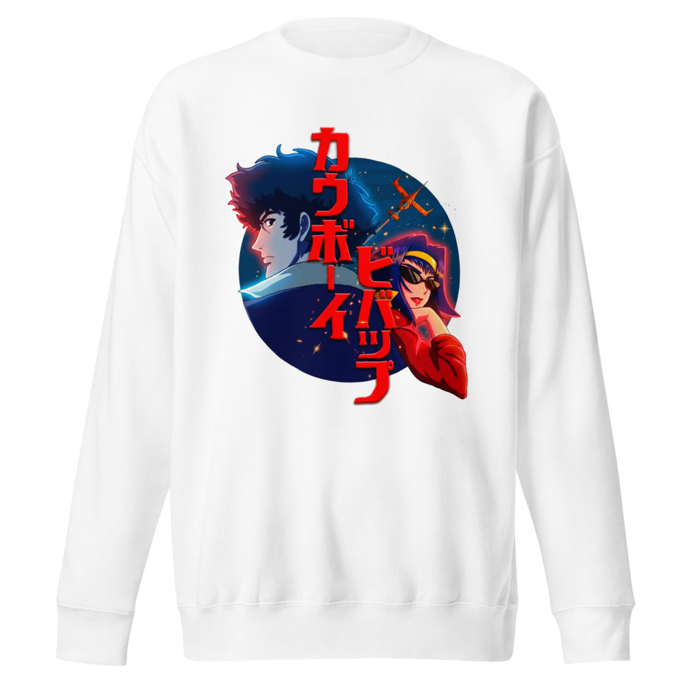 Suéter Cowboy Bebop Spike And Faye Red Katakana - Frente