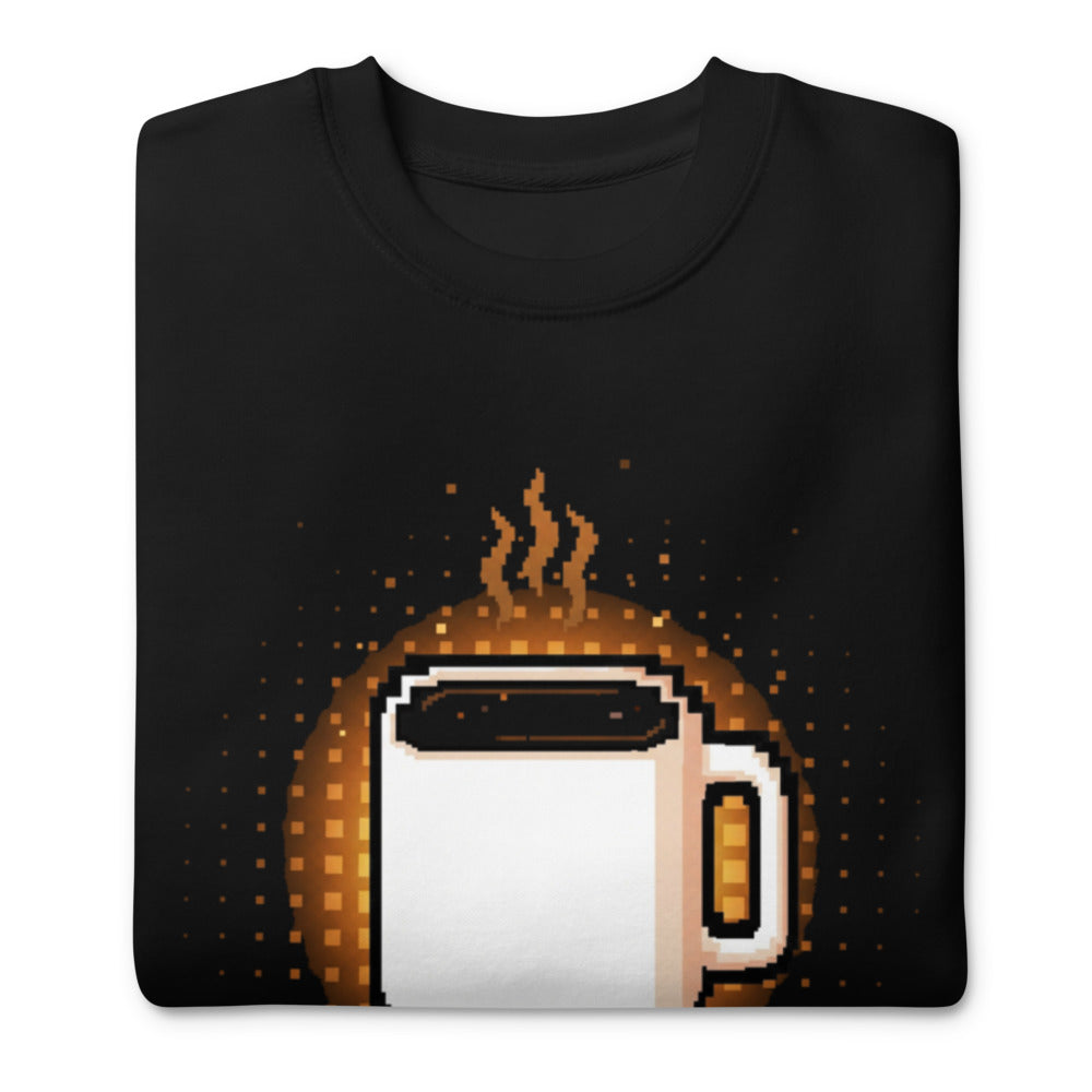 Suéter 1 Up Pixel Coffee Mug Amber Glow - Doblado
