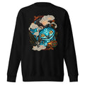 Suéter Blue Fanged Cat Crow And Roses - Frente