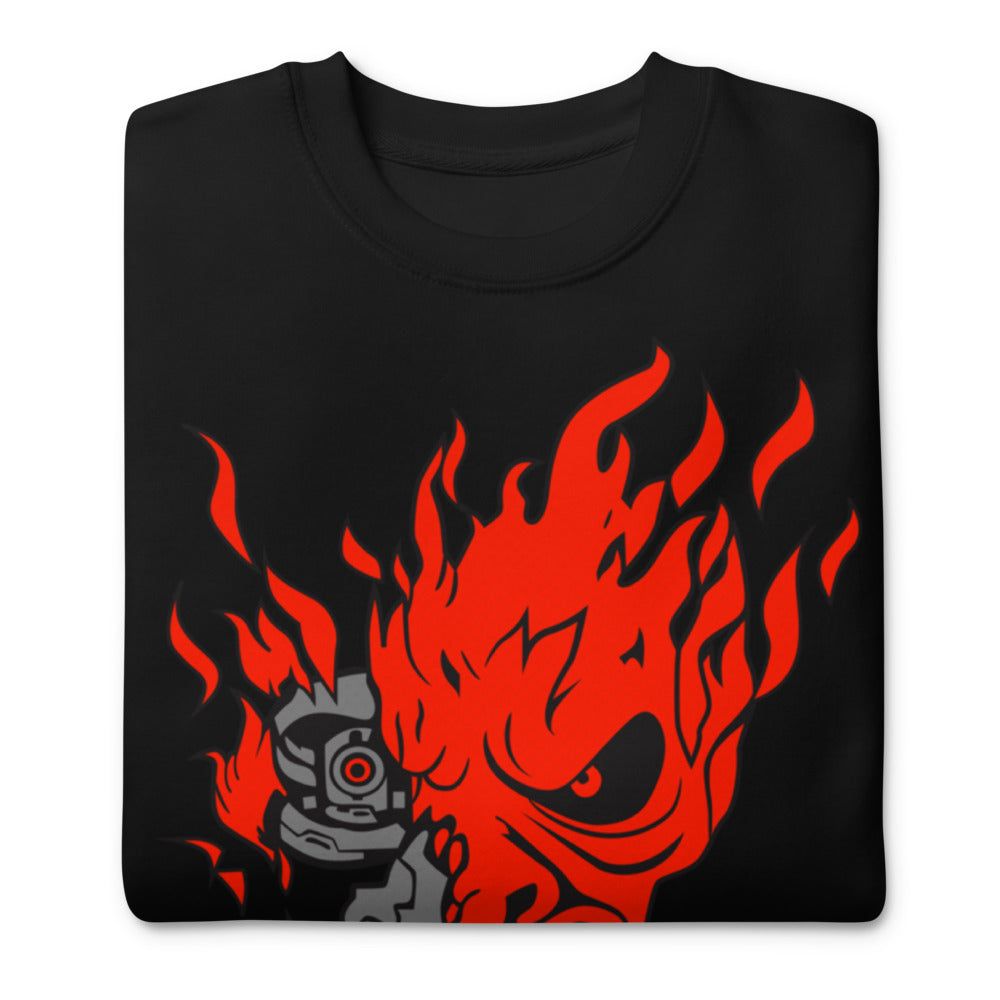 Sueter Cyberpunk Samurai Oni Mask Flames Doblado