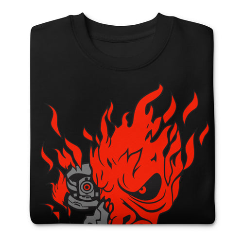 Sueter Cyberpunk Samurai Oni Mask Flames Doblado