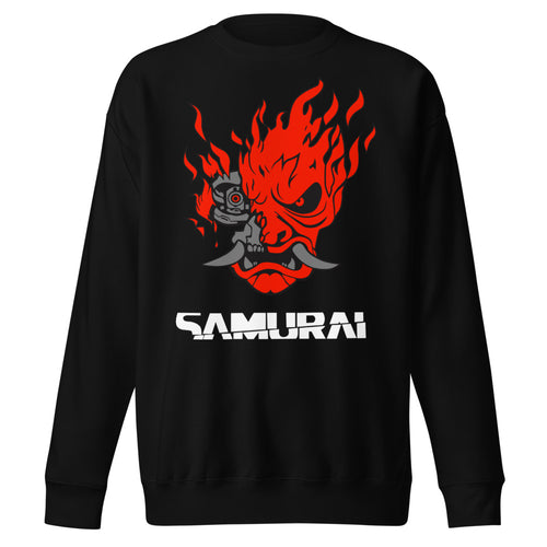 Sueter Cyberpunk Samurai Oni Mask Flames Frente