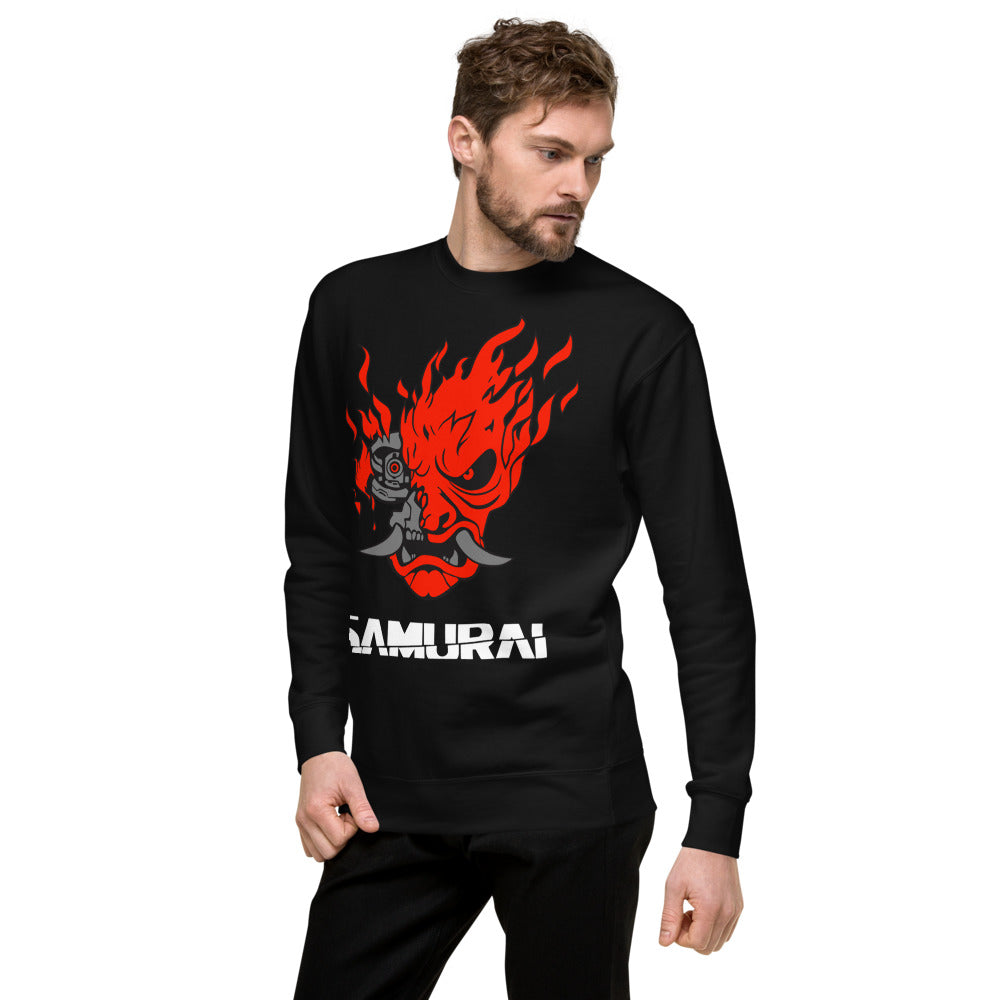 Sueter Cyberpunk Samurai Oni Mask Flames Lateral izquierdo