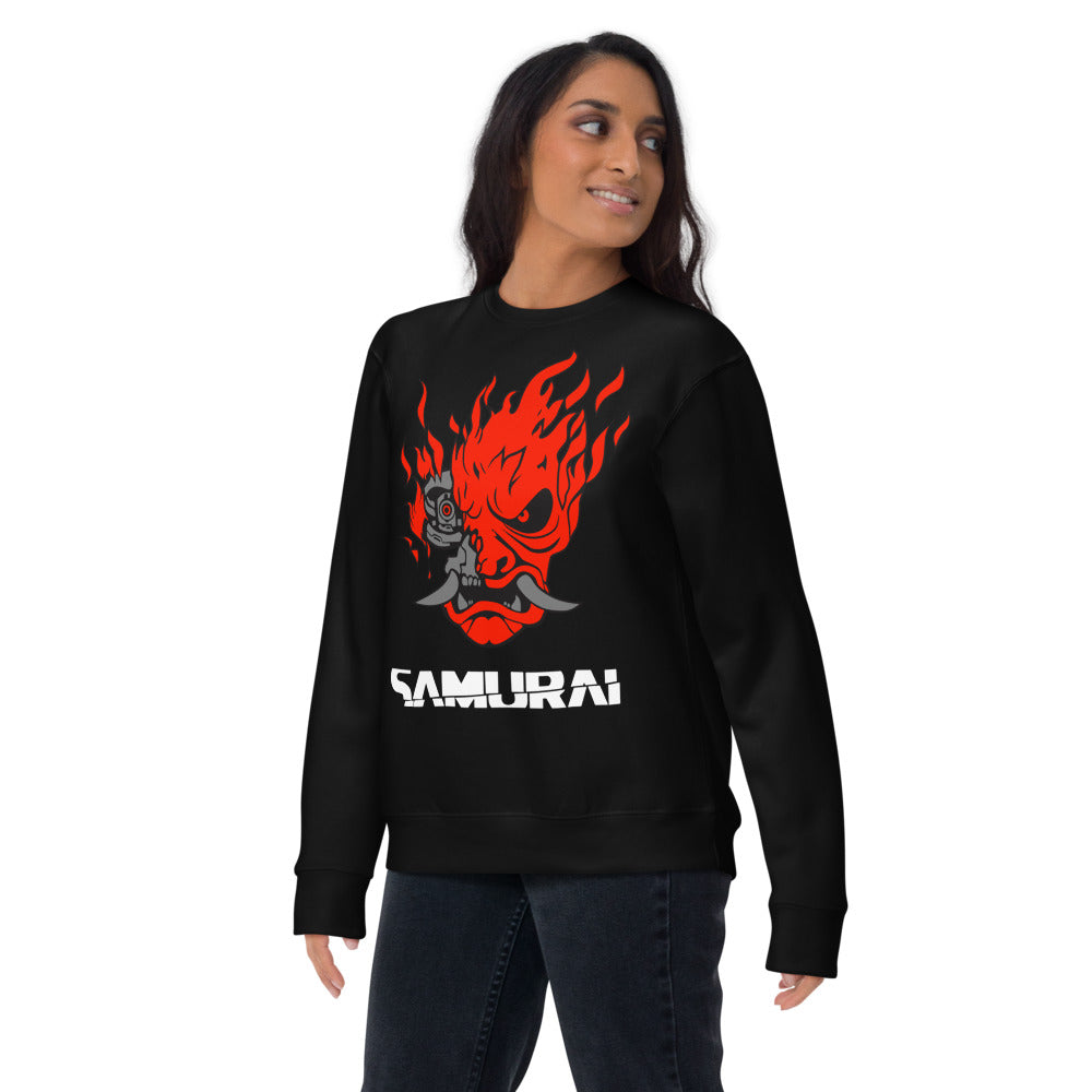 Sueter Cyberpunk Samurai Oni Mask Flames Lifestyle mujer
