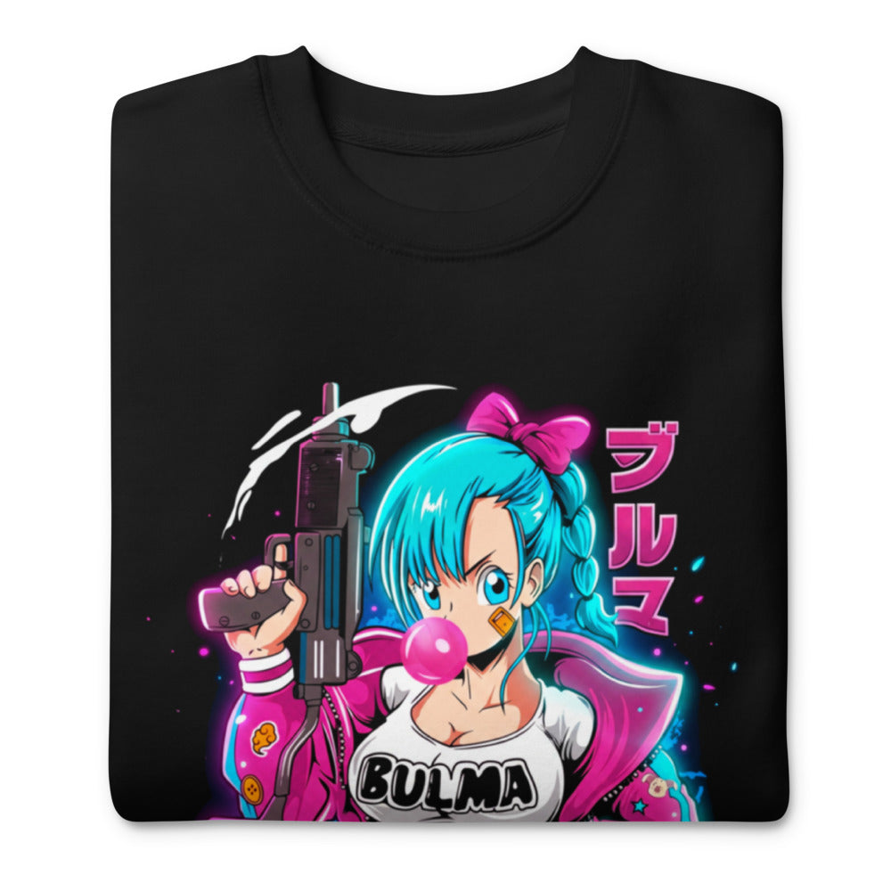 Suéter Dragon Ball Bulma Neon Bubble Gum Jacket - Doblado