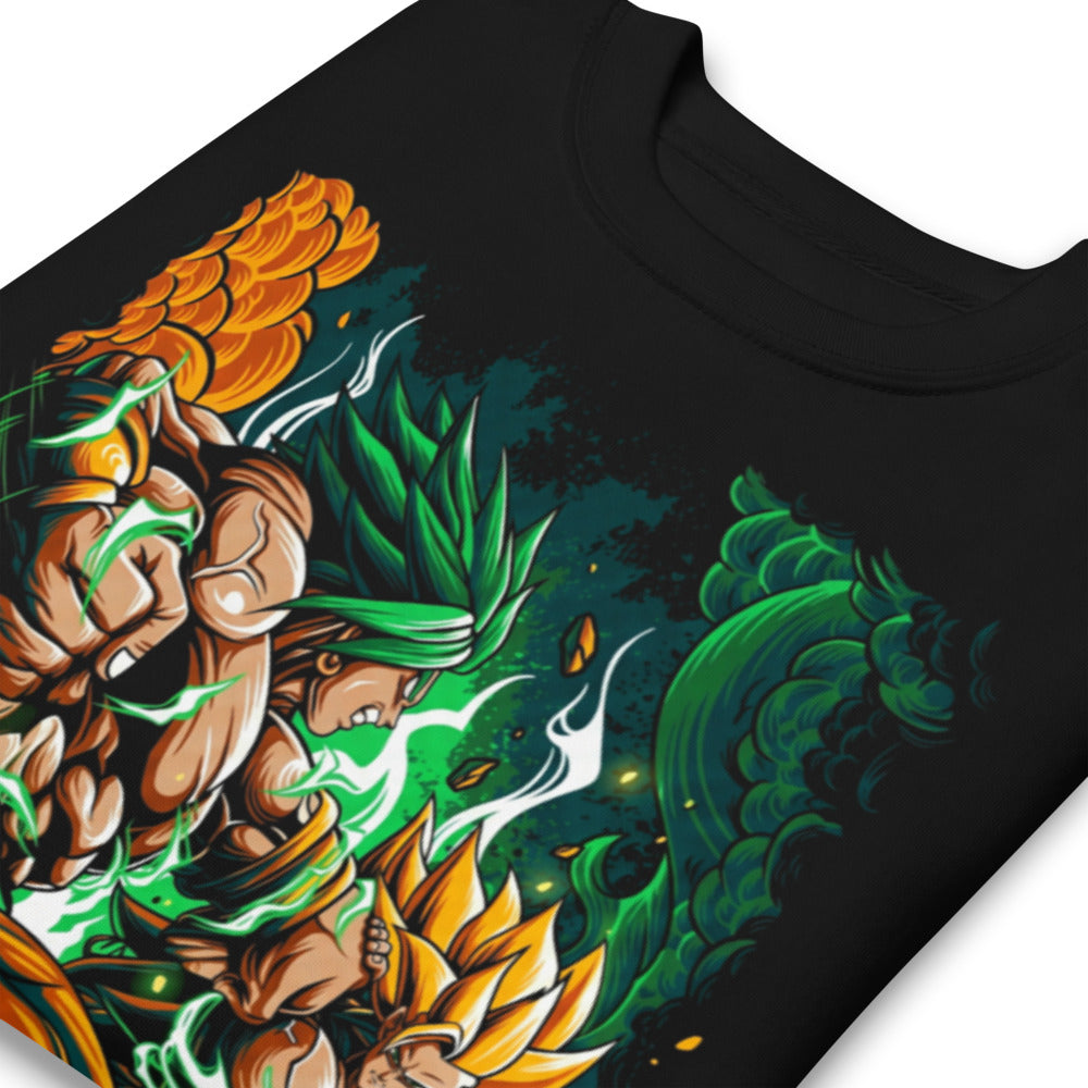 Suéter Dragon Ball Goku Vs Broly Green Aura - Doblado zoom
