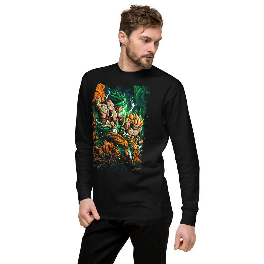 Suéter Dragon Ball Goku Vs Broly Green Aura - Lateral izquierdo
