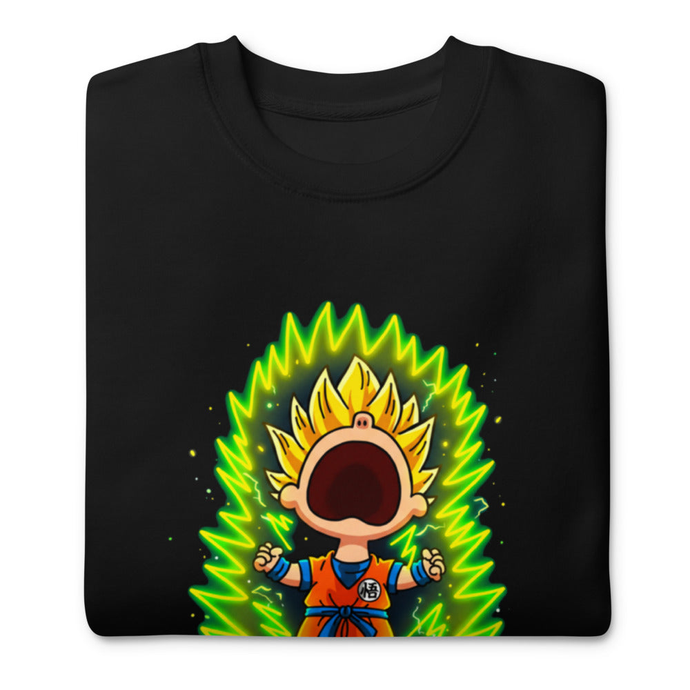 Suéter Goku Super Saiyan Peanuts Scream Green Aura - Doblado