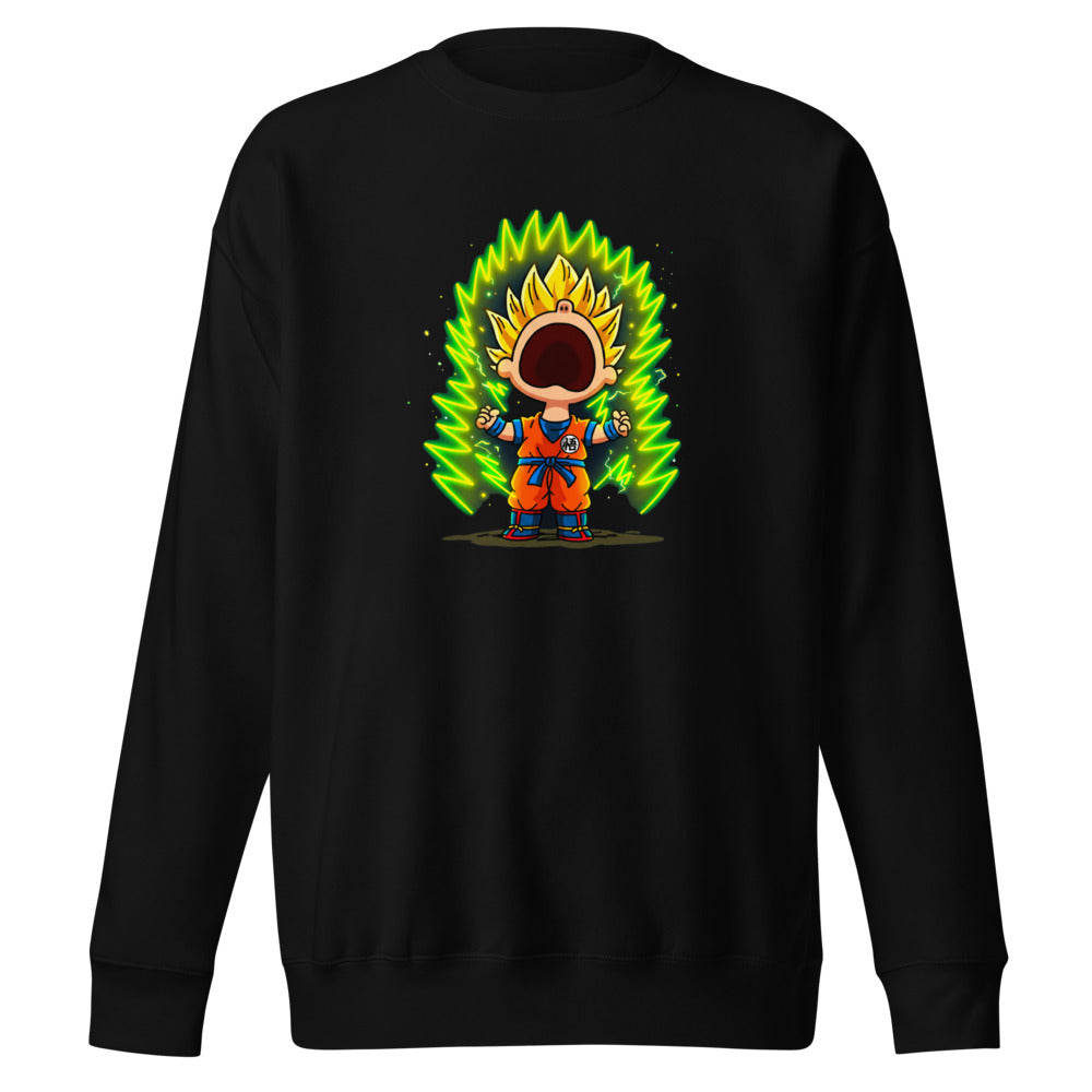 Suéter Goku Super Saiyan Peanuts Scream Green Aura - Frente