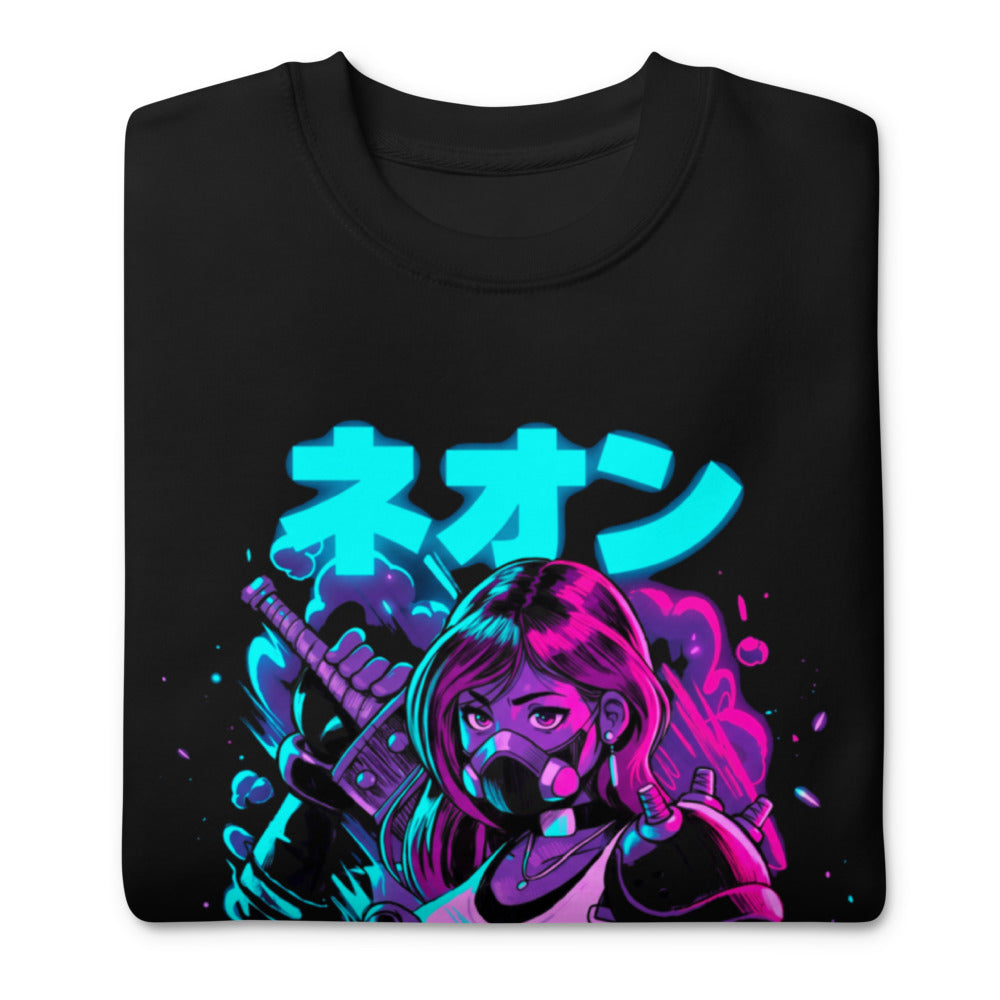 Suéter Neon Gas Mask Girl Cyberpunk Armor - Doblado