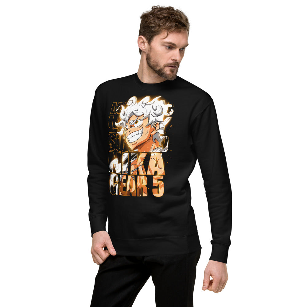 Suéter One Piece Luffy Gear 5 Nika Gold Typography - Lateral izquierdo