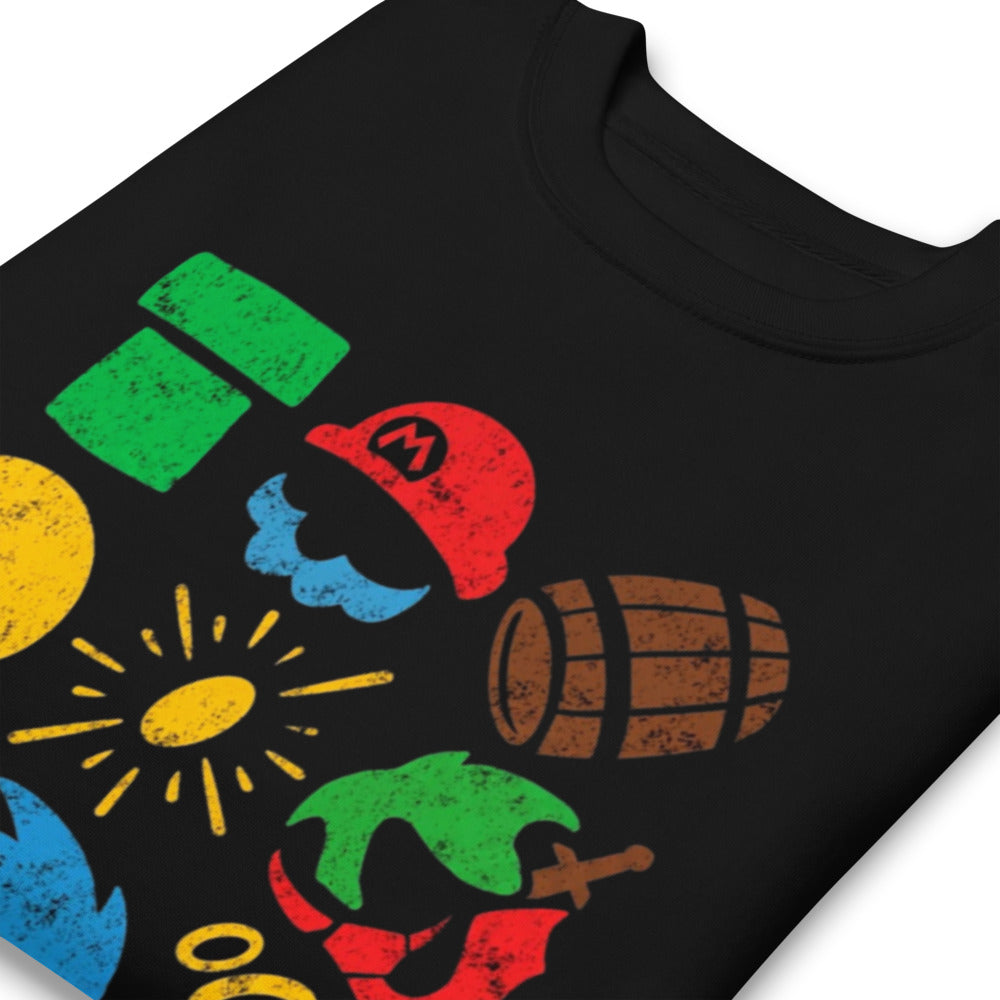 Sueter Retro Games Club Pac Man Mario Icons Doblado zoom
