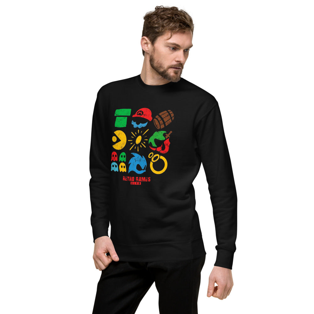 Sueter Retro Games Club Pac Man Mario Icons Lateral izquierdo