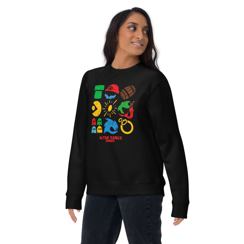 Sueter Retro Games Club Pac Man Mario Icons Lifestyle mujer