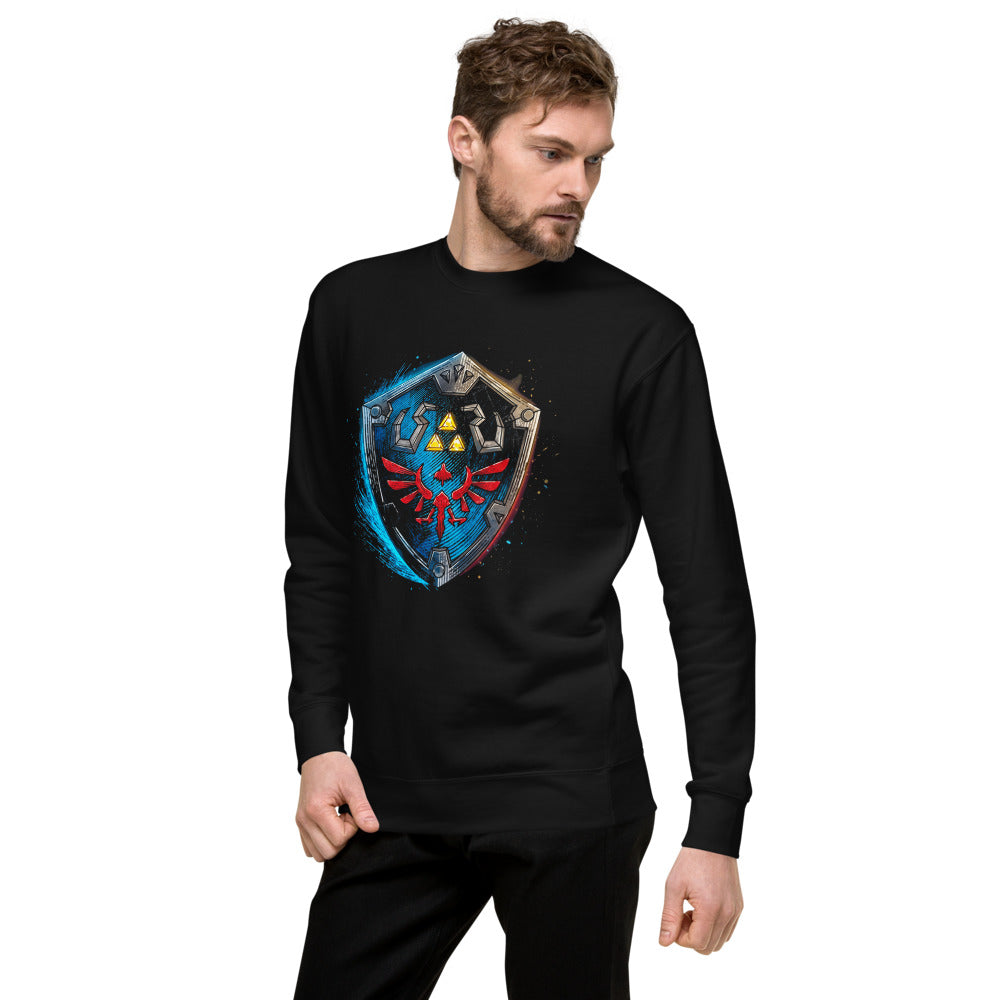 Suéter Zelda Hylian Shield Triforce Blue Brushstroke - Lateral izquierdo