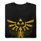 Suéter Zelda Link Silhouette Golden Hylian Crest - Doblado