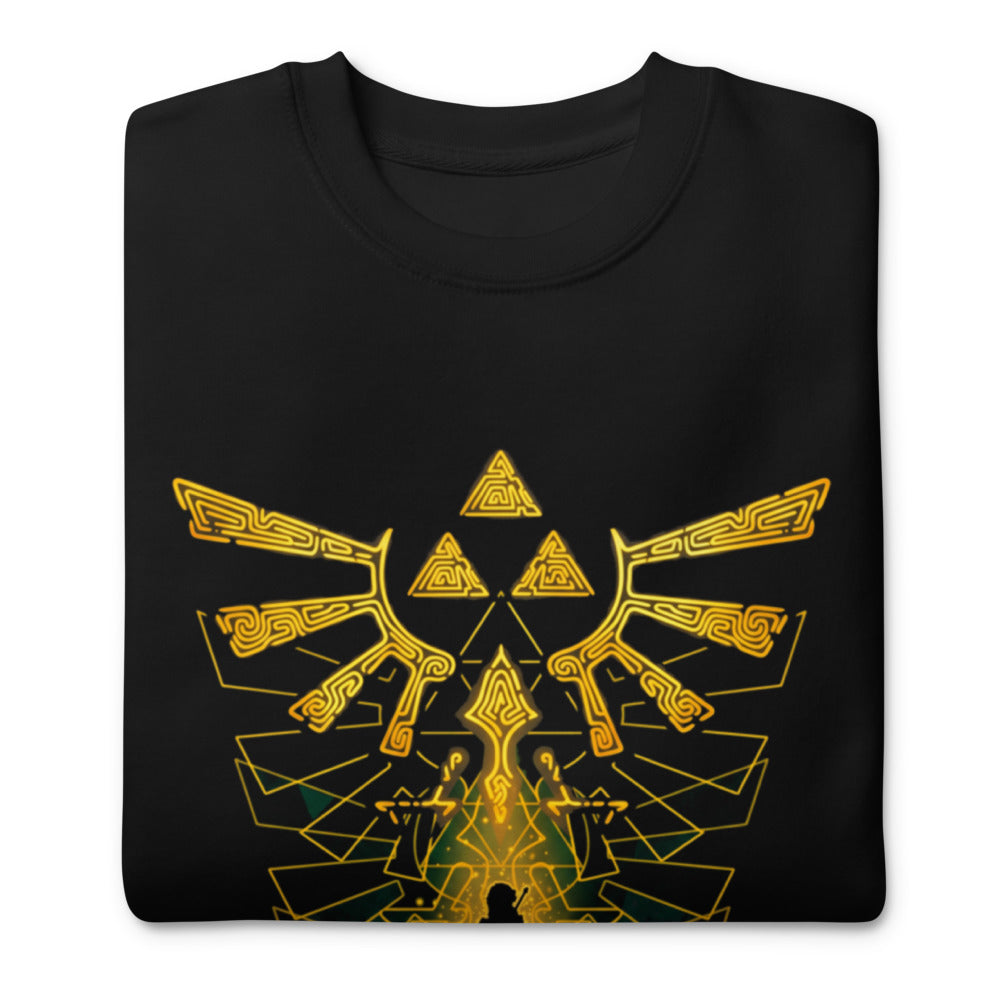 Suéter Zelda Link Silhouette Golden Hylian Crest - Doblado