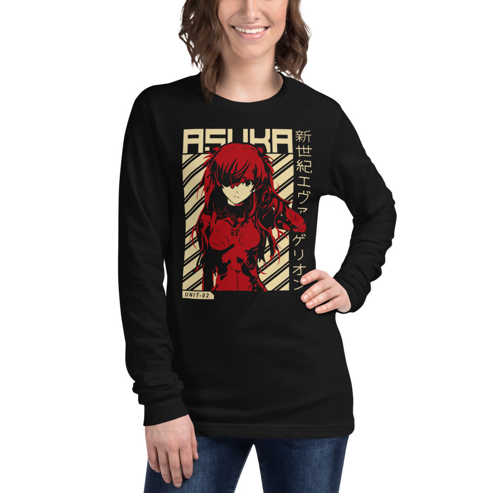 Evangelion Asuka Unit 02 Red Manga Larga - Modelo femenina