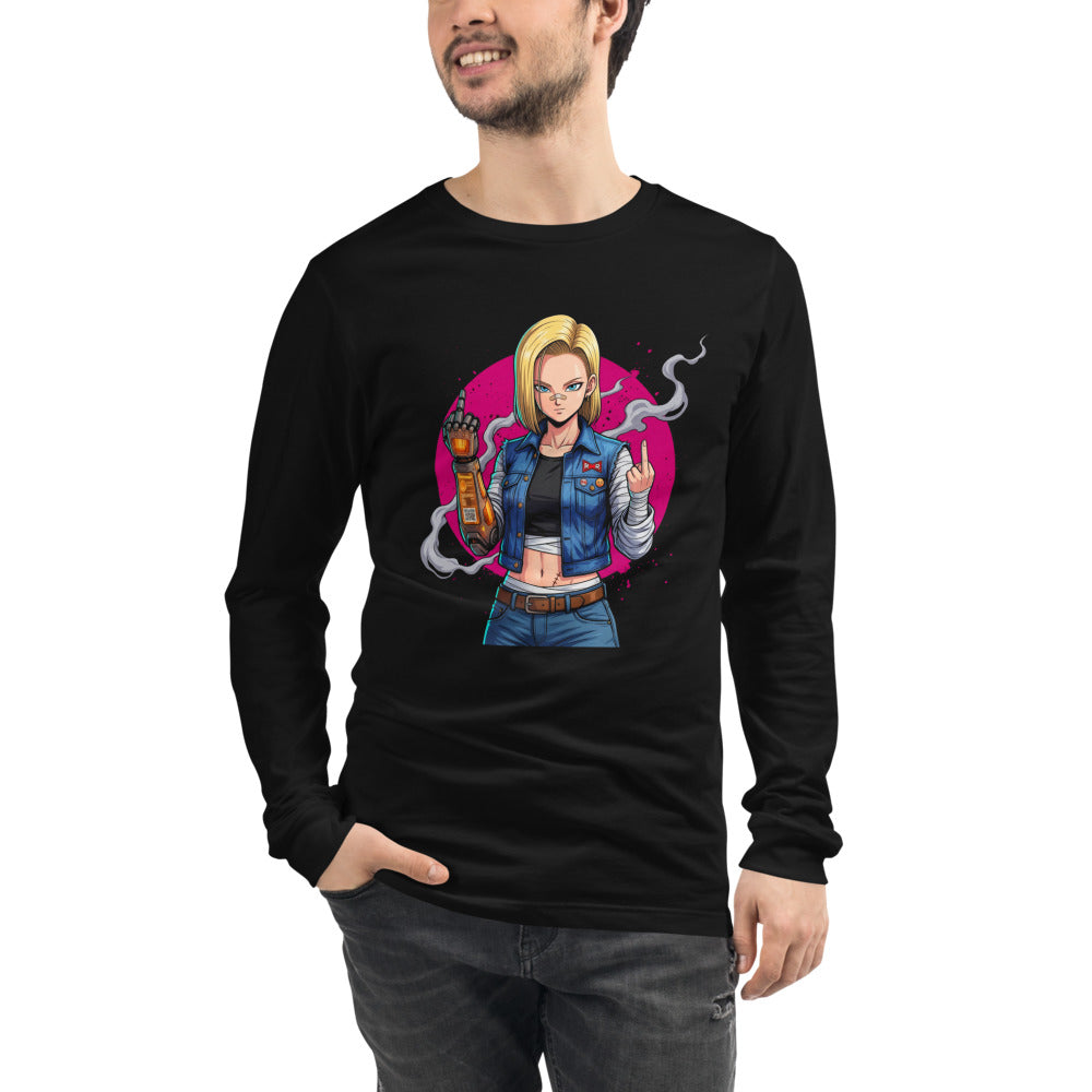 Dragon Ball Android 18 Denim Manga Larga - Modelo masculino