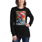 Koi Fish Great Wave Yin Yang Manga Larga - Modelo femenina