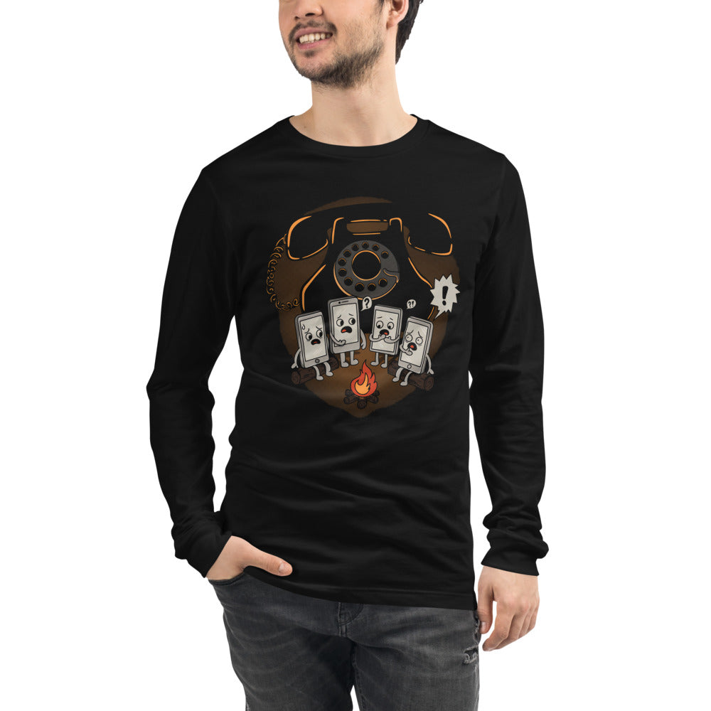Rotary Phone Campfire Horror Manga Larga - Modelo masculino