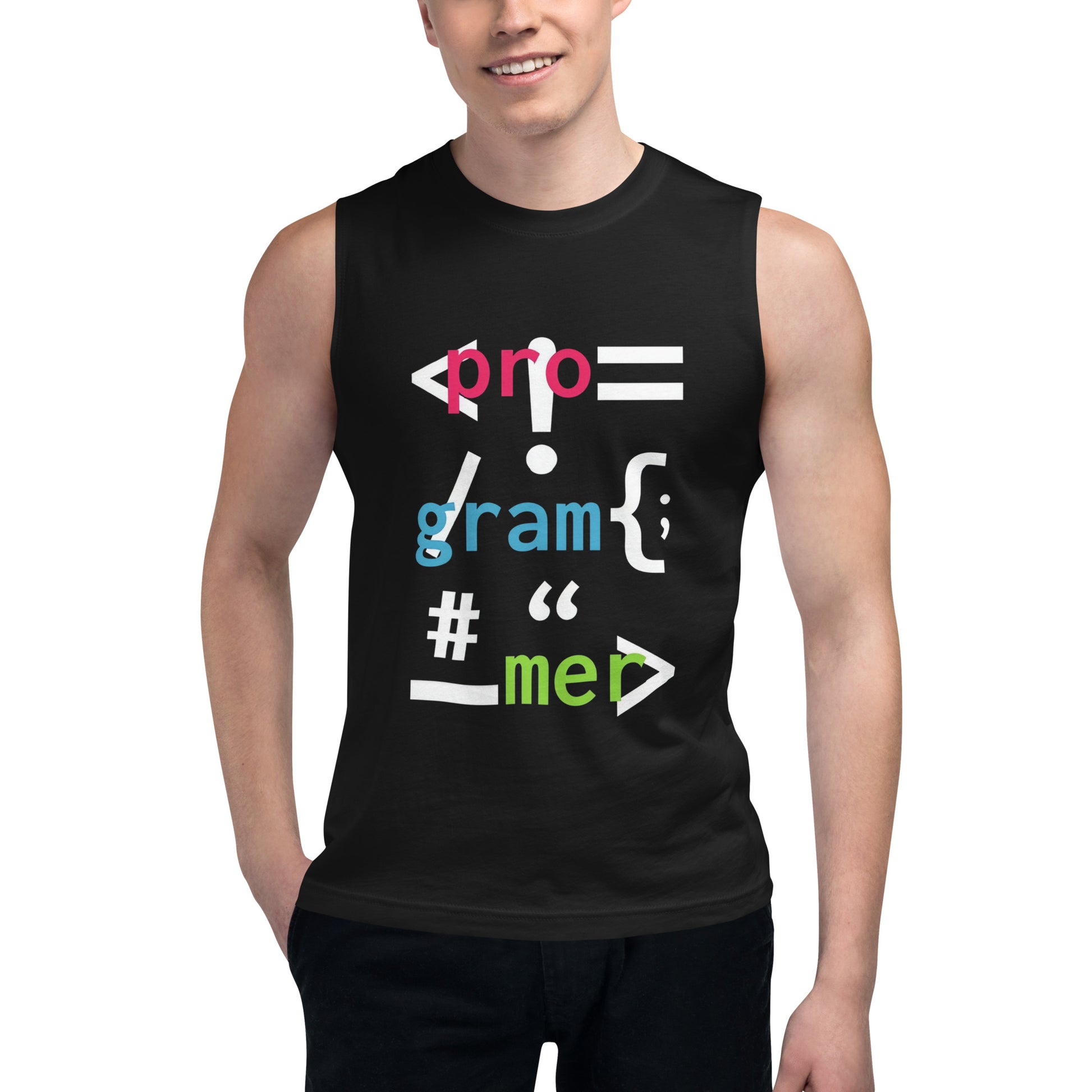 Camiseta sin Mangas <programer> , Disponible en la mejor tienda online para comprar tu merch favorita, la mejor Calidad, compra Ahora en Algoritmo! 