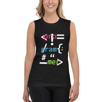 Camiseta sin Mangas <programer> , Disponible en la mejor tienda online para comprar tu merch favorita, la mejor Calidad, compra Ahora en Algoritmo! 