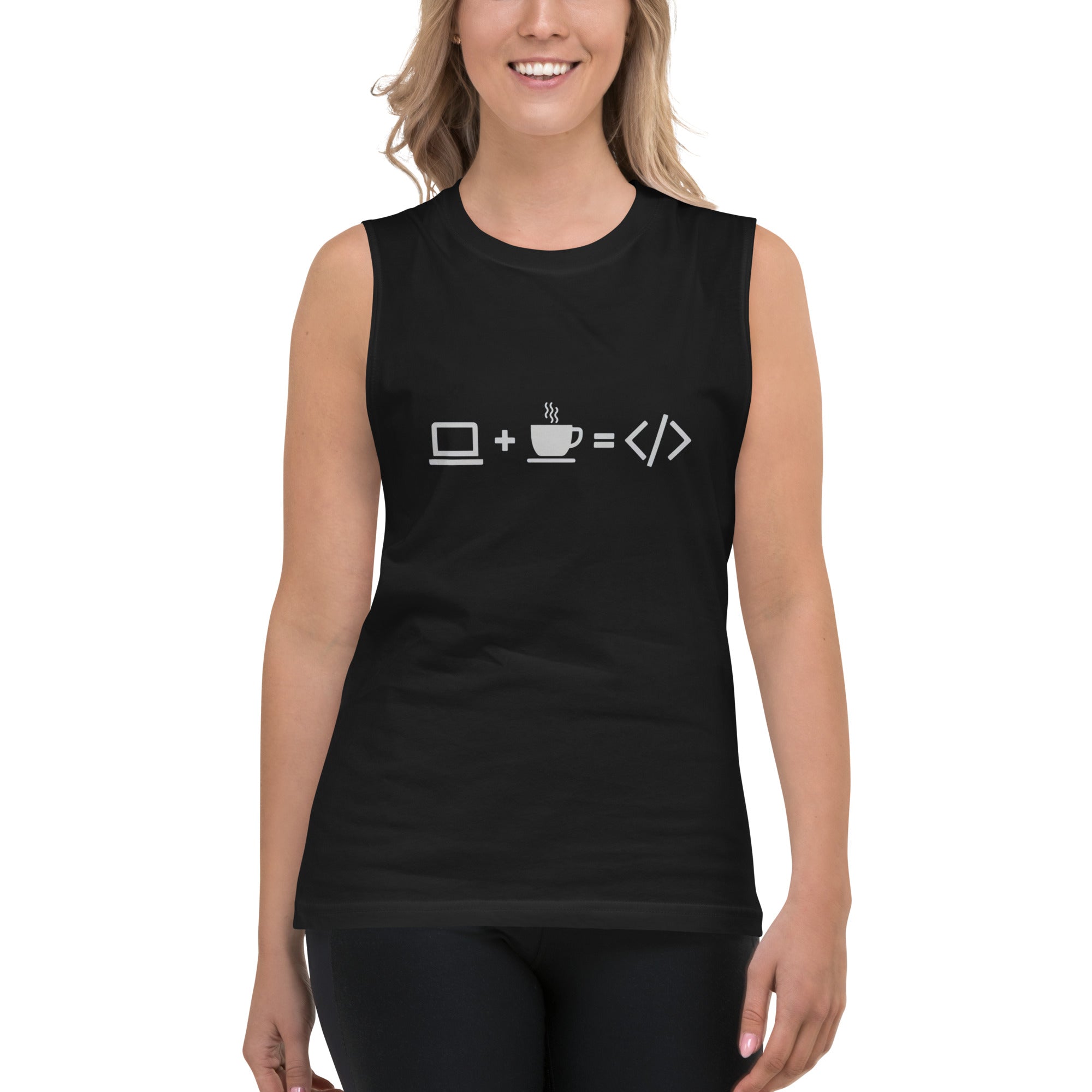 Camiseta sin Mangas Coffee HTML , Disponible en la mejor tienda online para comprar tu merch favorita, la mejor Calidad, compra Ahora en Algoritmo! 