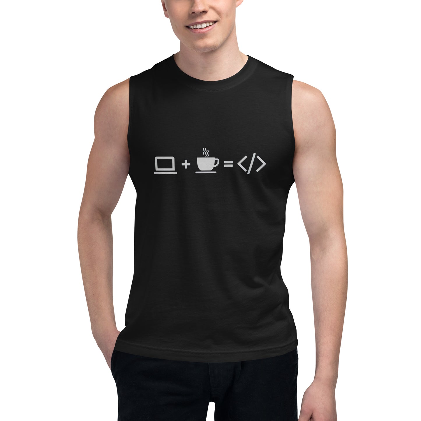 Camiseta sin Mangas Coffee HTML , Disponible en la mejor tienda online para comprar tu merch favorita, la mejor Calidad, compra Ahora en Algoritmo! 