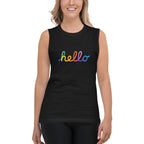 Apple Hello Lettering — detalle del estampado