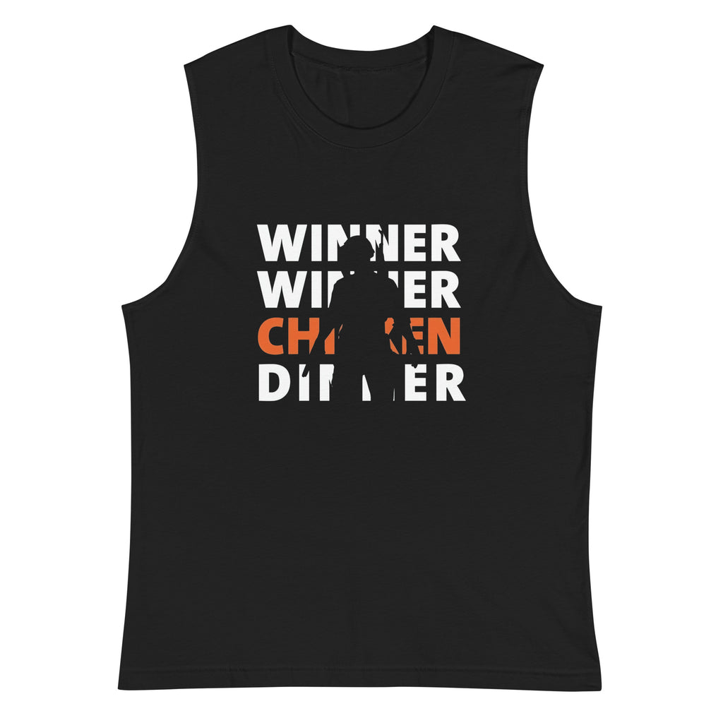 Camiseta sin mangas Winner Chicken Dinner pug — vista trasera