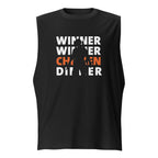 Camiseta sin mangas Winner Chicken Dinner pug — detalle del estampado