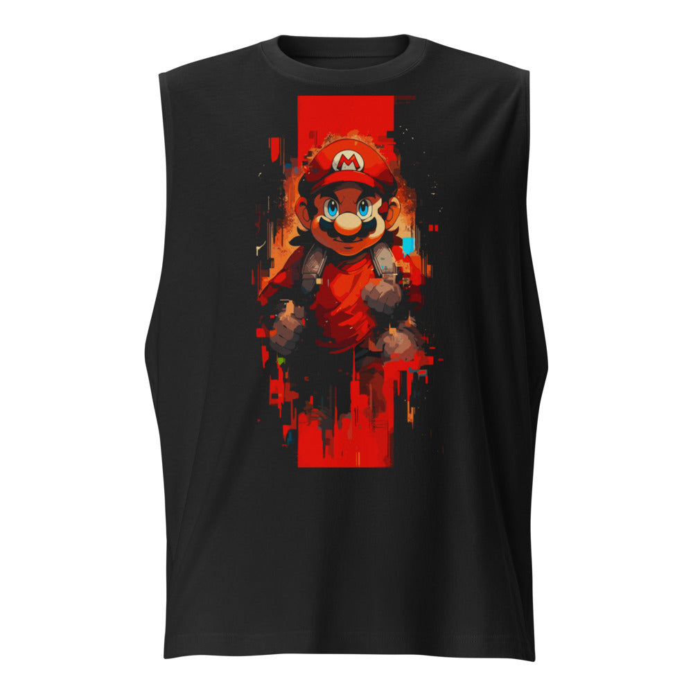 Sin Mangas Super Mario Red Grunge Art - Frente