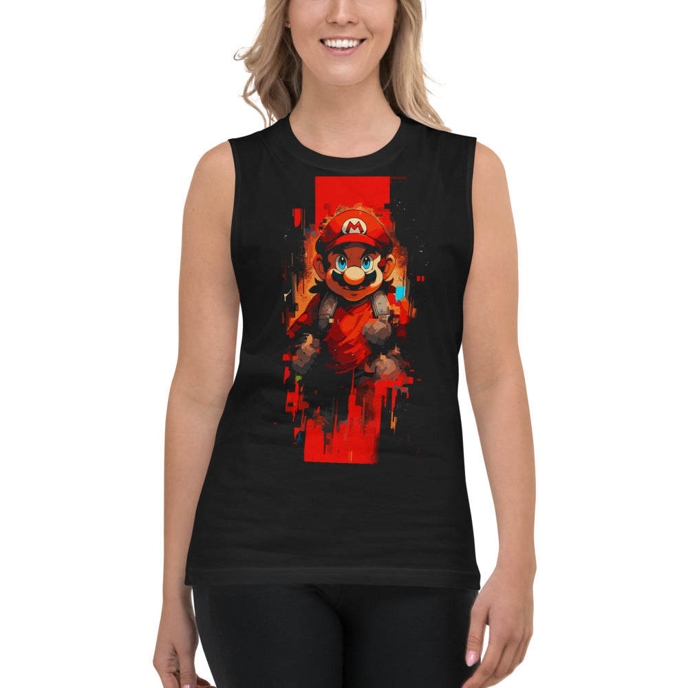 Sin Mangas Super Mario Red Grunge Art - Modelo