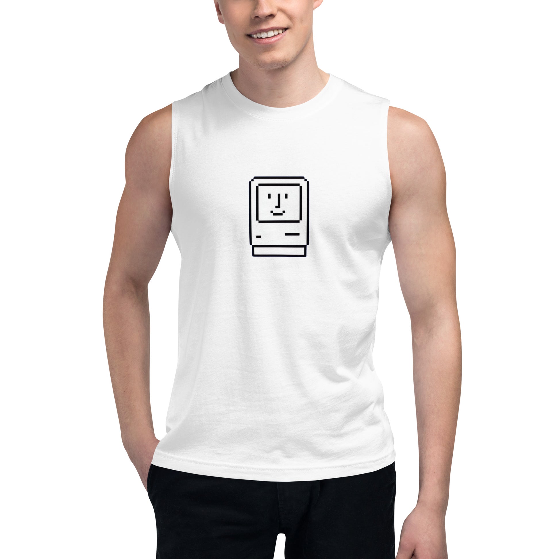 Camiseta sin Mangas Happy Mac , Disponible en la mejor tienda online para comprar tu merch favorita, la mejor Calidad, compra Ahora en Algoritmo! 