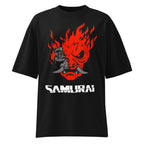 Oversize Cyberpunk Samurai Oni Mask Flames - Frente fantasma