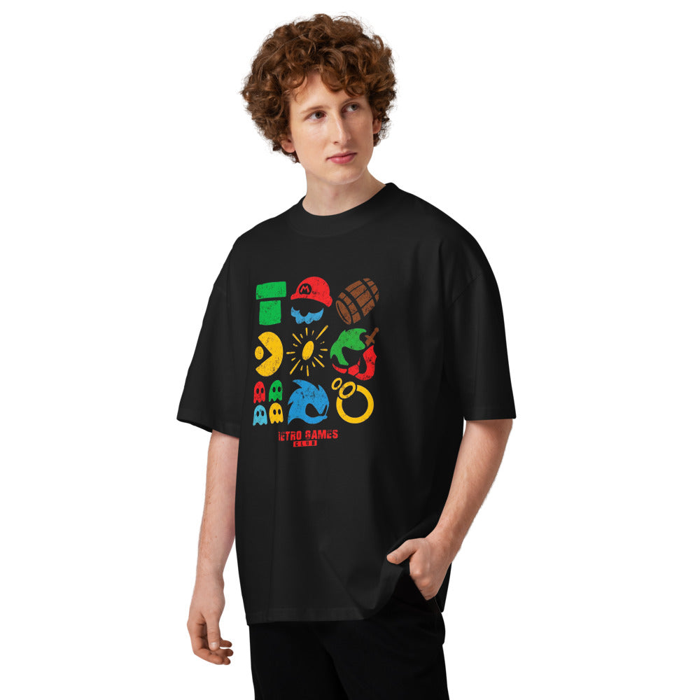 Oversize Retro Games Club Pac Man Mario Icons - Modelo masculino