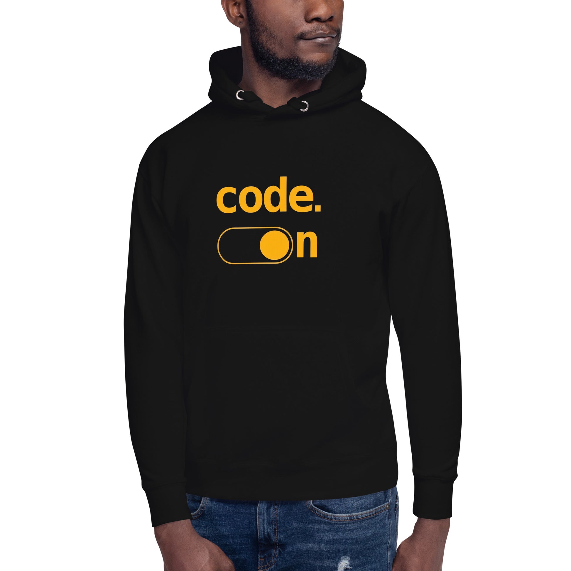 Hoodie Code On, Disponible en la mejor tienda online para comprar tu merch favorita, la mejor Calidad, compra Ahora en Algoritmo! 