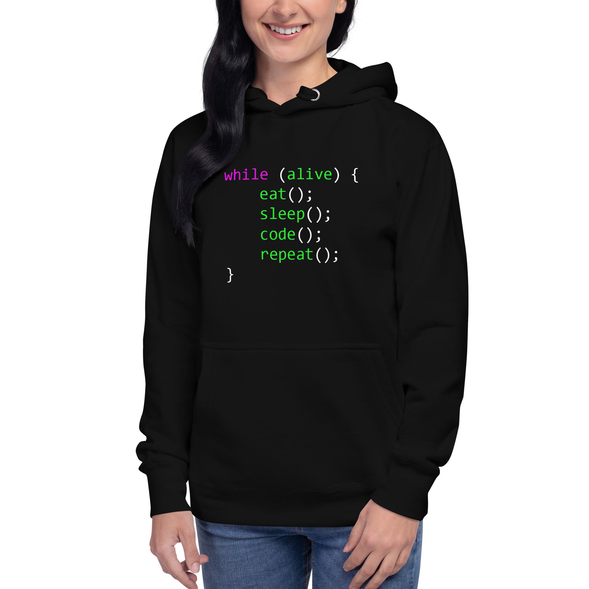 Hoodie Life in code, Disponible en la mejor tienda online para comprar tu merch favorita, la mejor Calidad, compra Ahora en Algoritmo! 