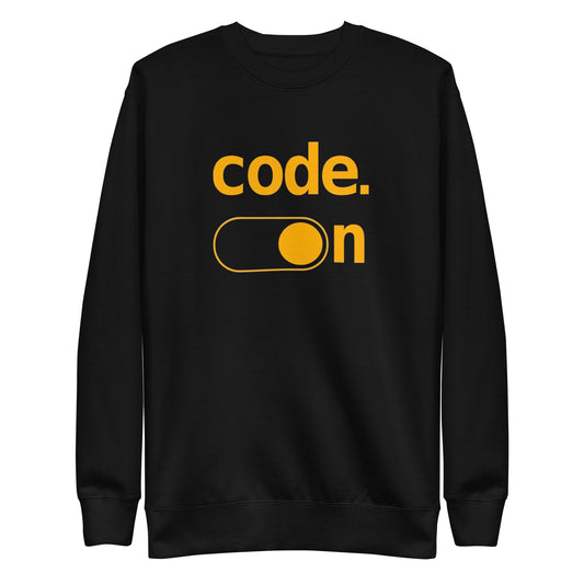 Suéter Code On, Disponible en la mejor tienda online para comprar tu merch favorita, la mejor Calidad, compra Ahora en Algoritmo! 