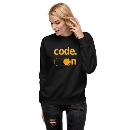 Suéter Code On, Disponible en la mejor tienda online para comprar tu merch favorita, la mejor Calidad, compra Ahora en Algoritmo! 