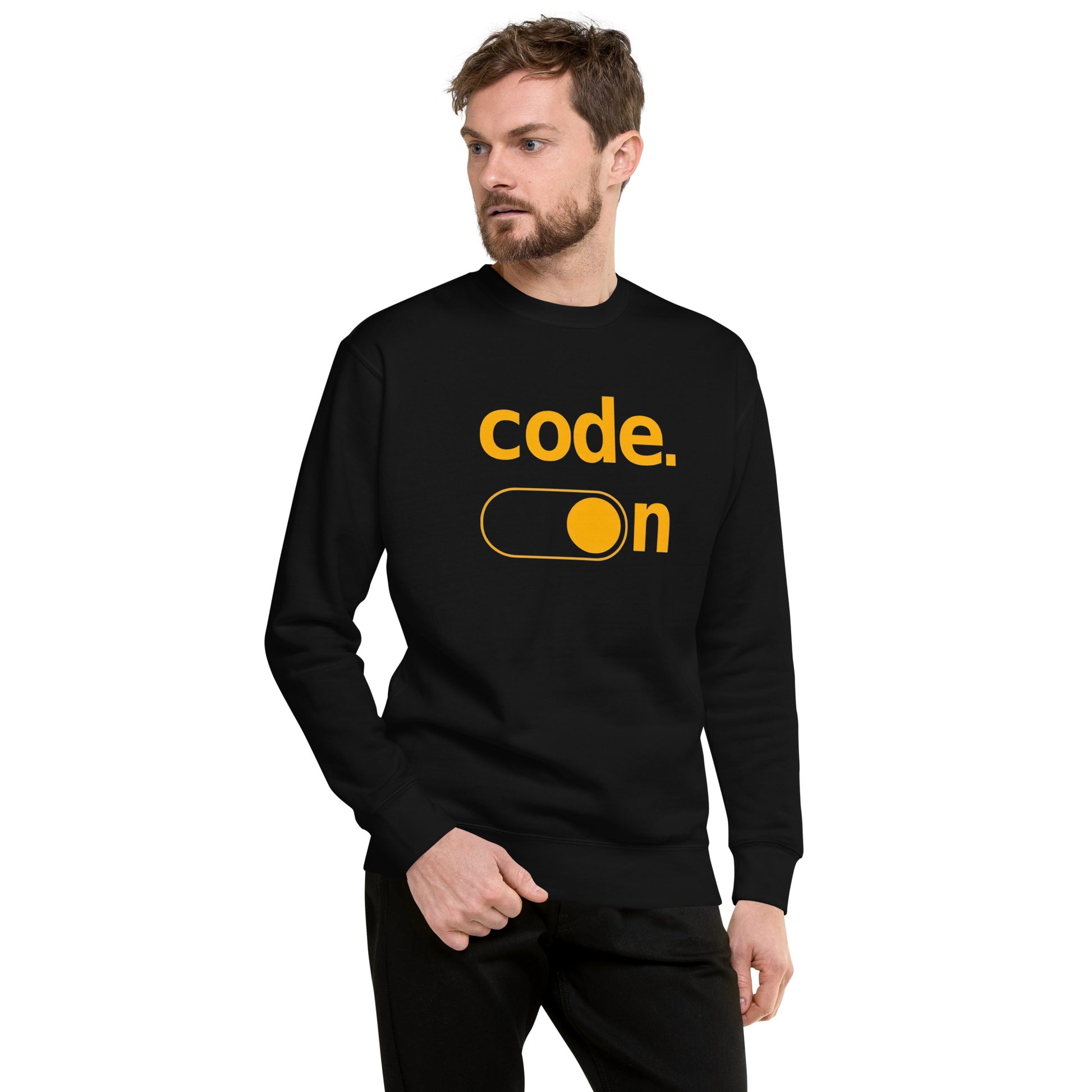 Suéter Code On, Disponible en la mejor tienda online para comprar tu merch favorita, la mejor Calidad, compra Ahora en Algoritmo! 