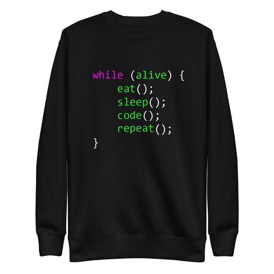 Suéter Life in code , Disponible en la mejor tienda online para comprar tu merch favorita, la mejor Calidad, compra Ahora en Algoritmo! 