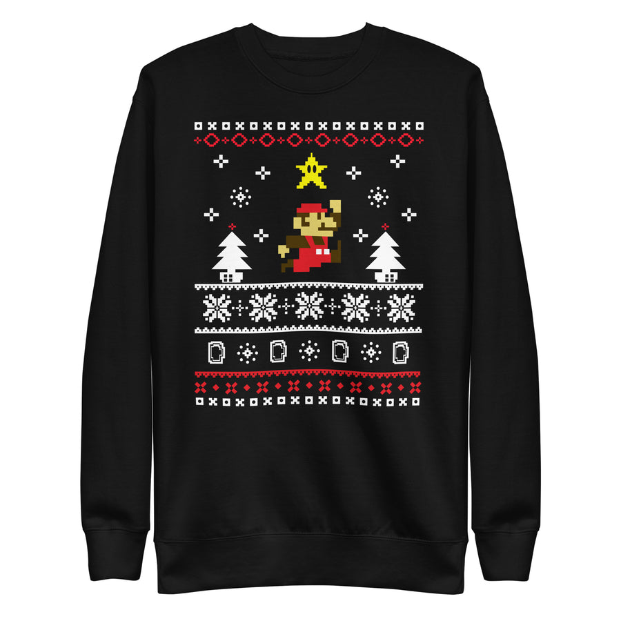 Vista frontal — Suéter Question Block Cheer Mario navideño