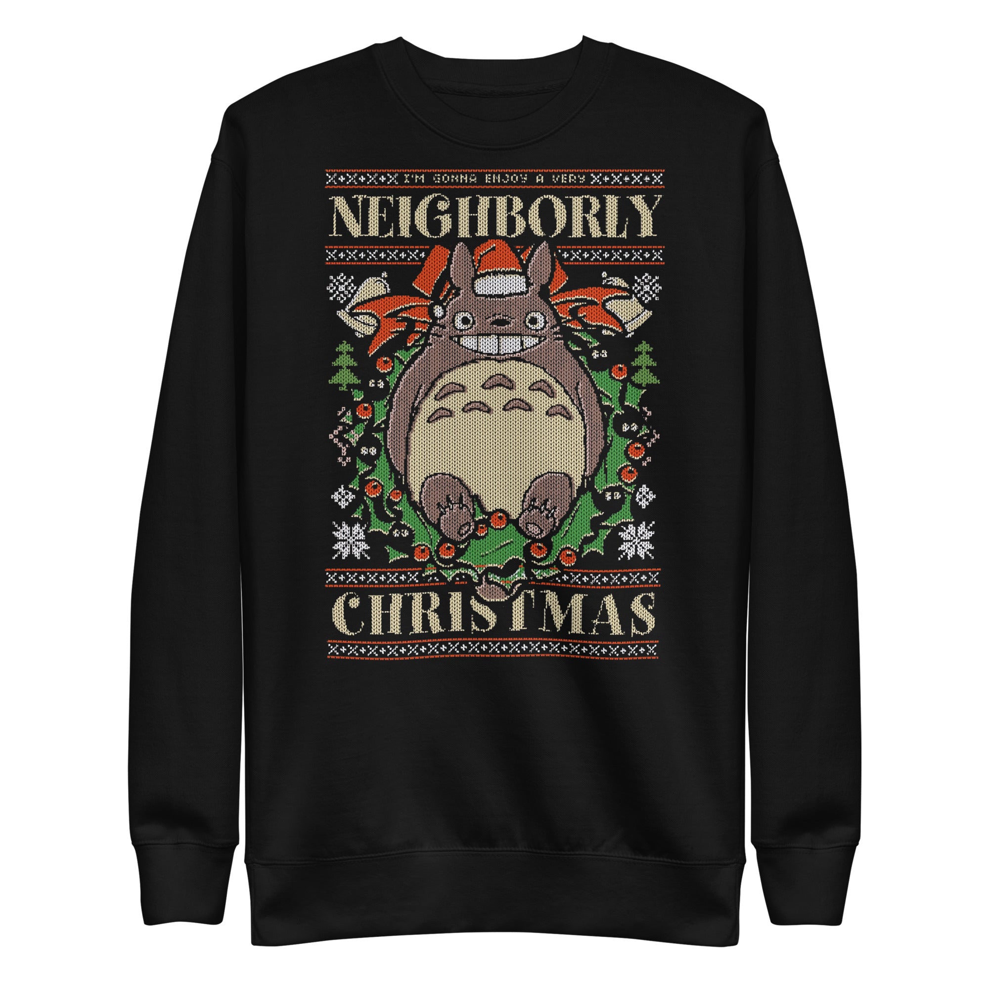 Vista frontal — Suéter Neighborly Christmas Totoro Ghibli