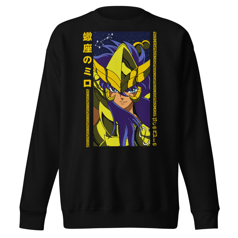Sueter Saint Seiya Scorpio Milo Banner negro vista frontal